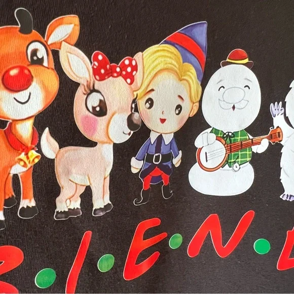 New Rudolph FRIENDS Graphic Sweatshirt Hoodie Black Unisex Women’s XL NWT - Picture 10 of 16